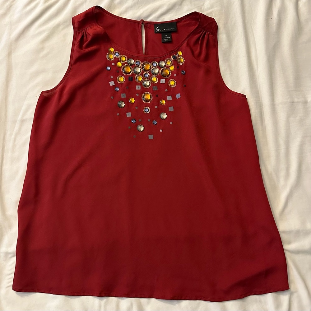 Women’s Lane Bryant Embellished Maroon Sleeveless Top, NWOT, 16